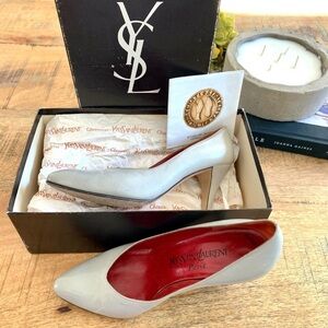 1970s Yves Saint Laurent Heels Leather Pointed
Toe 3" heels Vintage Size 6.5